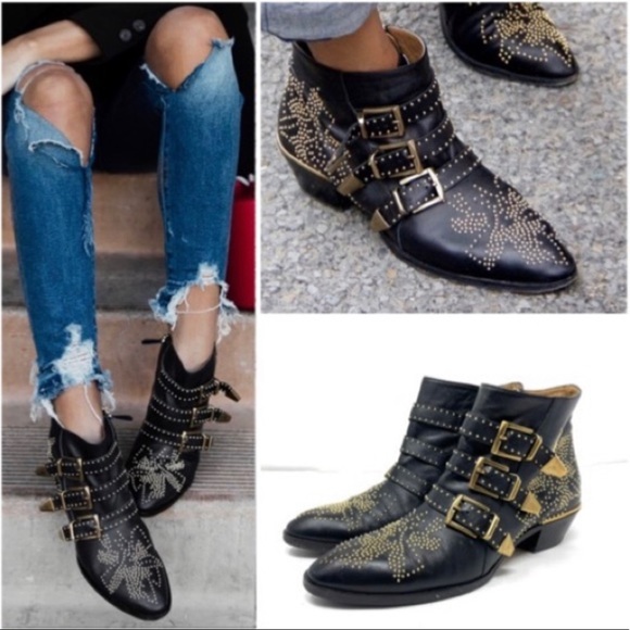 CHLOE Susanna black leather booties, made in Italy, size 39.5 - Picture 3 of 14